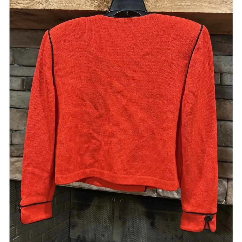 Women’s St. John Collection By Marie Gray Red Button Sweater Size 4 *B8